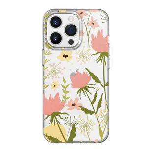 Mutural HUAJIANJI Series PC + TPU Floral Design Shockproof Case For iPhone 13 Pro Max(Gypsophila)