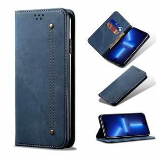 For iPhone 13 Pro Max Denim Texture Casual Style Horizontal Flip Leather Case with Holder & Card Slots & Wallet (Blue)