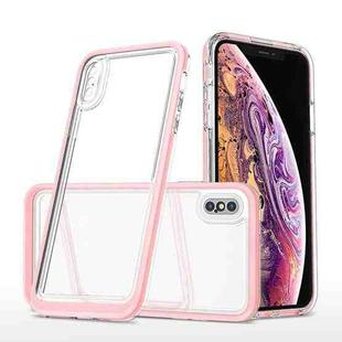 For iPhone X / XS Bright Series Clear Acrylic + PC+TPU Shockproof Case(Pink)