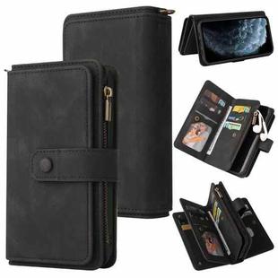 Skin Feel PU + TPU Horizontal Flip Leather Case with Holder & 15 Cards Slot & Wallet & Zipper Pocket & Lanyard For iPhone 11 Pro(Black)