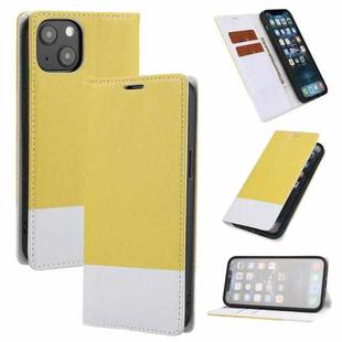 For iPhone 13 mini Cross Texture Magnetic Horizontal Flip Leather Case with Card Slots & Holder & Wallet (Yellow)