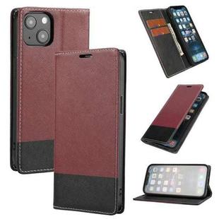 For iPhone 13 mini Cross Texture Magnetic Horizontal Flip Leather Case with Card Slots & Holder & Wallet (Wine Red)