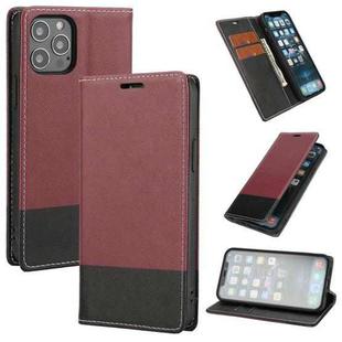 For iPhone 13 Pro Cross Texture Magnetic Horizontal Flip Leather Case with Card Slots & Holder & Wallet (Wine Red)