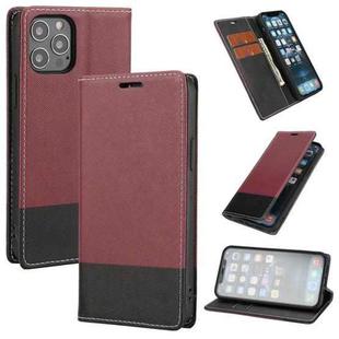 For iPhone 13 Pro Max Cross Texture Magnetic Horizontal Flip Leather Case with Card Slots & Holder & Wallet (Wine Red)