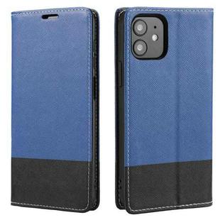 For iPhone 12 mini Cross Texture Magnetic Horizontal Flip Leather Case with Card Slots & Holder & Wallet (Blue)