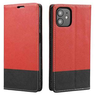 For iPhone 12 / 12 Pro Cross Texture Magnetic Horizontal Flip Leather Case with Card Slots & Holder & Wallet(Red)