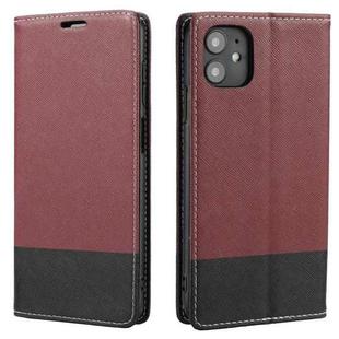 For iPhone 11 Cross Texture Magnetic Horizontal Flip Leather Case with Card Slots & Holder & Wallet (Wine Red)