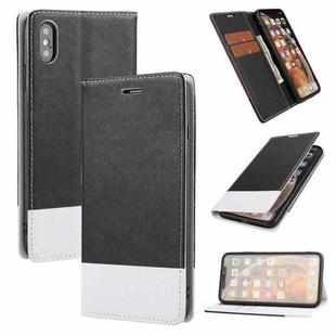 For iPhone X / XS Cross Texture Magnetic Horizontal Flip Leather Case with Card Slots & Holder & Wallet(Black)