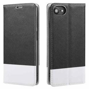For iPhone SE 2022 / SE 2020 / 8 / 7 Cross Texture Magnetic Horizontal Flip Leather Case with Card Slots & Holder & Wallet(Black)
