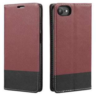 For iPhone SE 2022 / SE 2020 / 8 / 7 Cross Texture Magnetic Horizontal Flip Leather Case with Card Slots & Holder & Wallet(Wine Red)