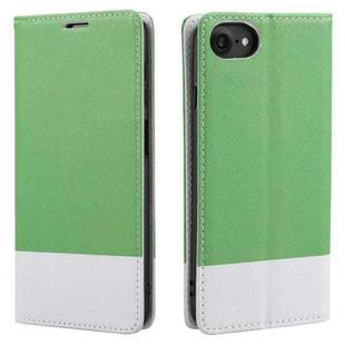 For iPhone SE 2022 / SE 2020 / 8 / 7 Cross Texture Magnetic Horizontal Flip Leather Case with Card Slots & Holder & Wallet(Green)