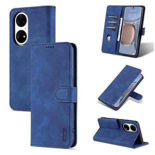 For Huawei P50 Pro AZNS Skin Feel Calf Texture Horizontal Flip Leather Case with Card Slots & Holder & Wallet(Blue)