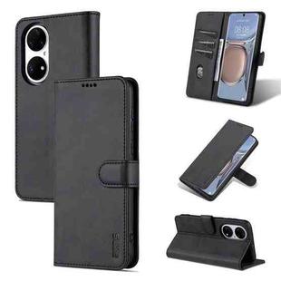 For Huawei P50 Pro AZNS Skin Feel Calf Texture Horizontal Flip Leather Case with Card Slots & Holder & Wallet(Black)