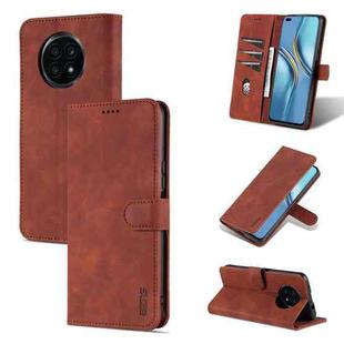 For Honor X20 AZNS Skin Feel Calf Texture Horizontal Flip Leather Case with Card Slots & Holder & Wallet(Brown)