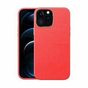 Electroplating Leather Texture PC + TPU Shockproof Case For iPhone 13 Pro(Red)