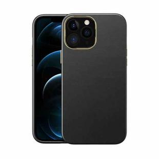 Electroplating Leather Texture PC + TPU Shockproof Case For iPhone 13 Pro Max(Black)