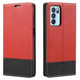 For OPPO A55 5G Cross Texture Magnetic Horizontal Flip Leather Case with Card Slots & Holder & Wallet(Red)