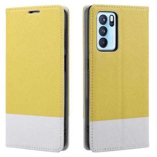 For OPPO A55 5G Cross Texture Magnetic Horizontal Flip Leather Case with Card Slots & Holder & Wallet(Yellow)