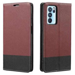 For OPPO A55 5G Cross Texture Magnetic Horizontal Flip Leather Case with Card Slots & Holder & Wallet(Wine Red)