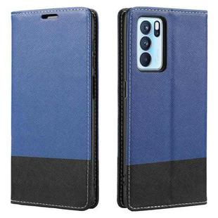 For OPPO A55 5G Cross Texture Magnetic Horizontal Flip Leather Case with Card Slots & Holder & Wallet(Blue)