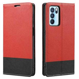 For OPPO A74 5G Cross Texture Magnetic Horizontal Flip Leather Case with Card Slots & Holder & Wallet(Red)