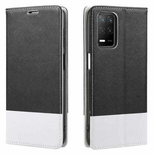 For OPPO Realme 8 5G Cross Texture Magnetic Horizontal Flip Leather Case with Card Slots & Holder & Wallet(Black)