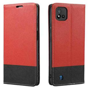 For OPPO Realme C15 Cross Texture Magnetic Horizontal Flip Leather Case with Card Slots & Holder & Wallet(Red)
