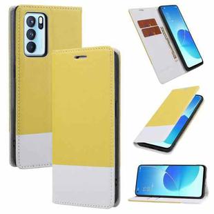 For OPPO Reno6 Pro 5G Cross Texture Magnetic Horizontal Flip Leather Case with Card Slots & Holder & Wallet(Yellow)