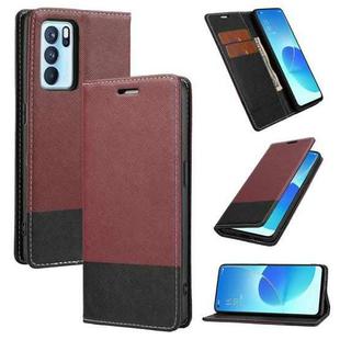 For OPPO Reno6 Pro 5G Cross Texture Magnetic Horizontal Flip Leather Case with Card Slots & Holder & Wallet(Wine Red)