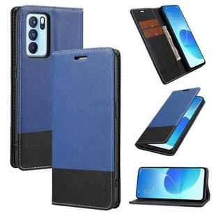 For OPPO Reno6 Pro 5G Cross Texture Magnetic Horizontal Flip Leather Case with Card Slots & Holder & Wallet(Blue)