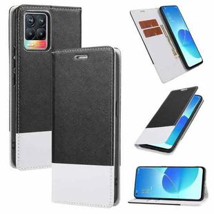 For OPPO Realme 8 Cross Texture Magnetic Horizontal Flip Leather Case with Card Slots & Holder & Wallet(Black)