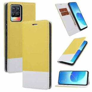 For OPPO Realme 8 Cross Texture Magnetic Horizontal Flip Leather Case with Card Slots & Holder & Wallet(Yellow)