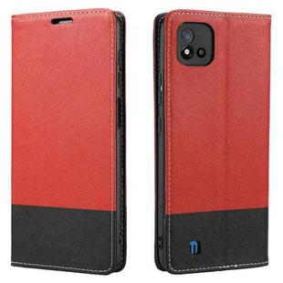 For OPPO Realme C11 2021 Cross Texture Magnetic Horizontal Flip Leather Case with Card Slots & Holder & Wallet(Red)