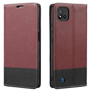 For OPPO Realme C11 2021 Cross Texture Magnetic Horizontal Flip Leather Case with Card Slots & Holder & Wallet(Wine Red)