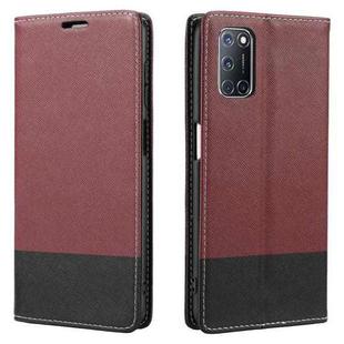 For OPPO A52 Cross Texture Magnetic Horizontal Flip Leather Case with Card Slots & Holder & Wallet(Wine Red)