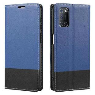 For OPPO A52 Cross Texture Magnetic Horizontal Flip Leather Case with Card Slots & Holder & Wallet(Blue)