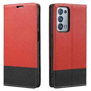 For OPPO Reno6 Pro+ 5G Cross Texture Magnetic Horizontal Flip Leather Case with Card Slots & Holder & Wallet(Red)