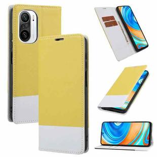 For Xiaomi Redmi K40 Cross Texture Magnetic Horizontal Flip Leather Case with Card Slots & Holder & Wallet(Yellow)