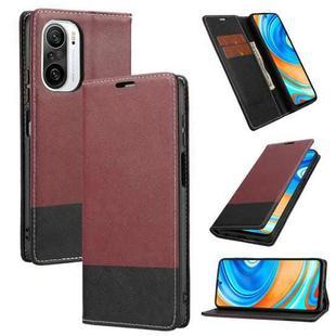 For Xiaomi Redmi K40 Cross Texture Magnetic Horizontal Flip Leather Case with Card Slots & Holder & Wallet(Wine Red)