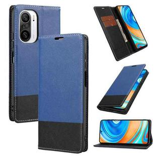 For Xiaomi Redmi K40 Cross Texture Magnetic Horizontal Flip Leather Case with Card Slots & Holder & Wallet(Blue)