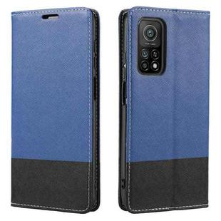 For Xiaomi Mi 10T 5G Cross Texture Magnetic Horizontal Flip Leather Case with Card Slots & Holder & Wallet(Blue)