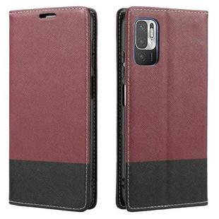 For Xiaomi Redmi Note 10 5G Cross Texture Magnetic Horizontal Flip Leather Case with Card Slots & Holder & Wallet(Wine Red)