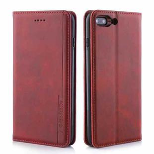 For iPhone 8 Plus / 7 Plus Diaobaolee Gemini Magnetic Buckle Horizontal Flip Leather Case with Holder & Card Slots(Red)