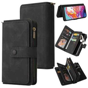 For Samsung Galaxy A70 Skin Feel PU + TPU Horizontal Flip Leather Case with Holder & 15 Cards Slot & Wallet & Zipper Pocket & Lanyard(Black)