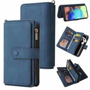 For Samsung Galaxy A71 4G Skin Feel PU + TPU Horizontal Flip Leather Case with Holder & 15 Cards Slot & Wallet & Zipper Pocket & Lanyard(Blue)