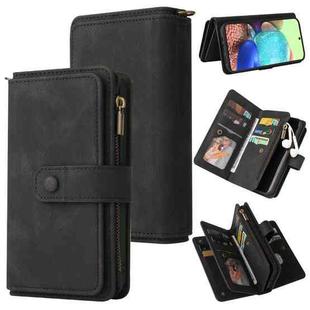 For Samsung Galaxy A71 5G Skin Feel PU + TPU Horizontal Flip Leather Case with Holder & 15 Cards Slot & Wallet & Zipper Pocket & Lanyard(Black)