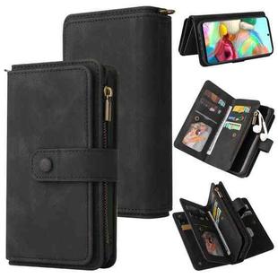 For Samsung Galaxy Note10 Lite Skin Feel PU + TPU Horizontal Flip Leather Case with Holder & 15 Cards Slot & Wallet & Zipper Pocket & Lanyard(Black)