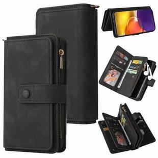 For Samsung Galaxy A82 5G Skin Feel PU + TPU Horizontal Flip Leather Case with Holder & 15 Cards Slot & Wallet & Zipper Pocket & Lanyard(Black)