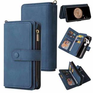 For Samsung Galaxy S9+ Skin Feel PU + TPU Horizontal Flip Leather Case with Holder & 15 Cards Slot & Wallet & Zipper Pocket & Lanyard(Blue)