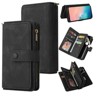 For Samsung Galaxy S10e Skin Feel PU + TPU Horizontal Flip Leather Case with Holder & 15 Cards Slot & Wallet & Zipper Pocket & Lanyard(Black)